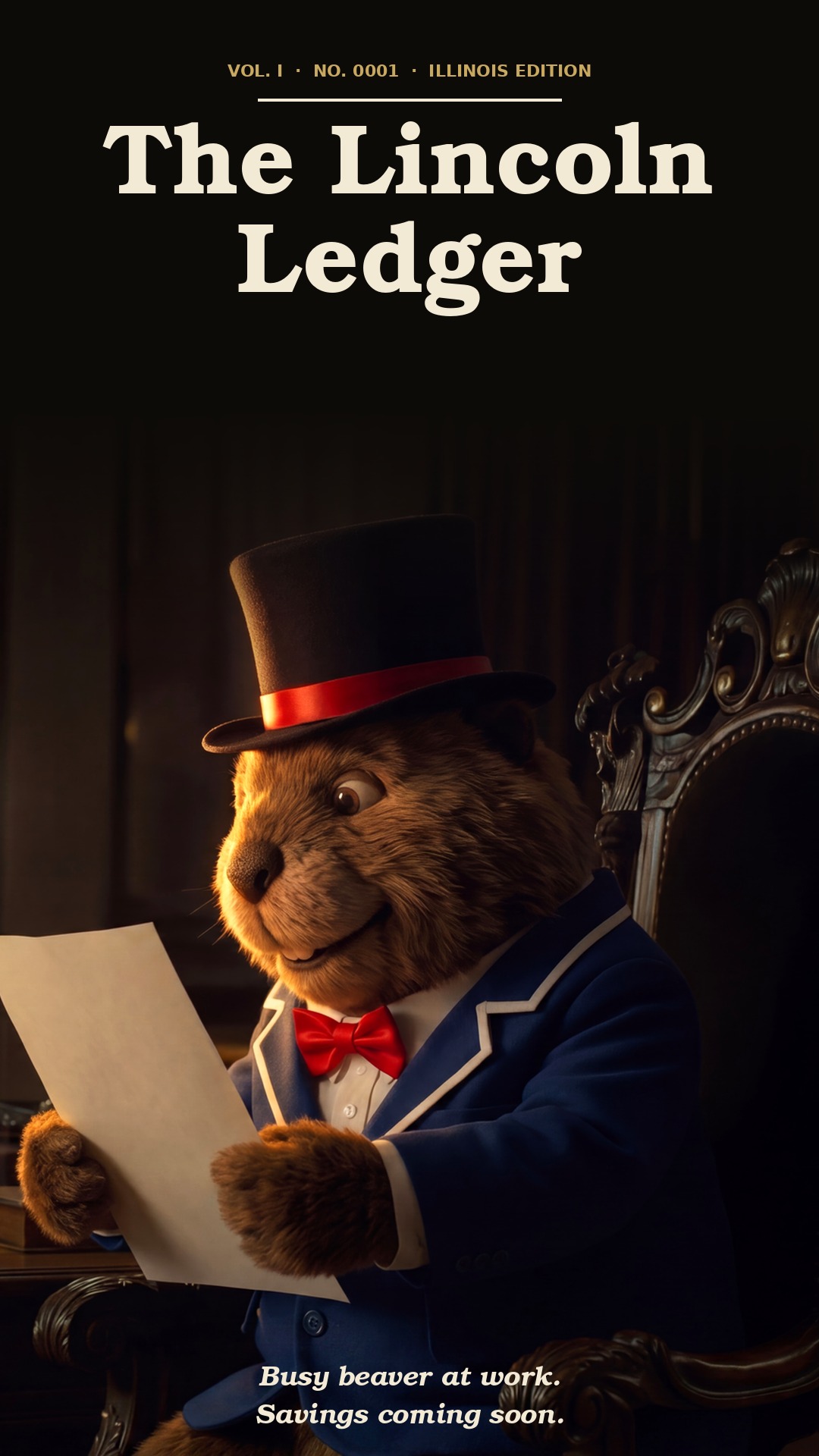 The Lincoln Ledger — Busy beaver at work. Savings coming soon.