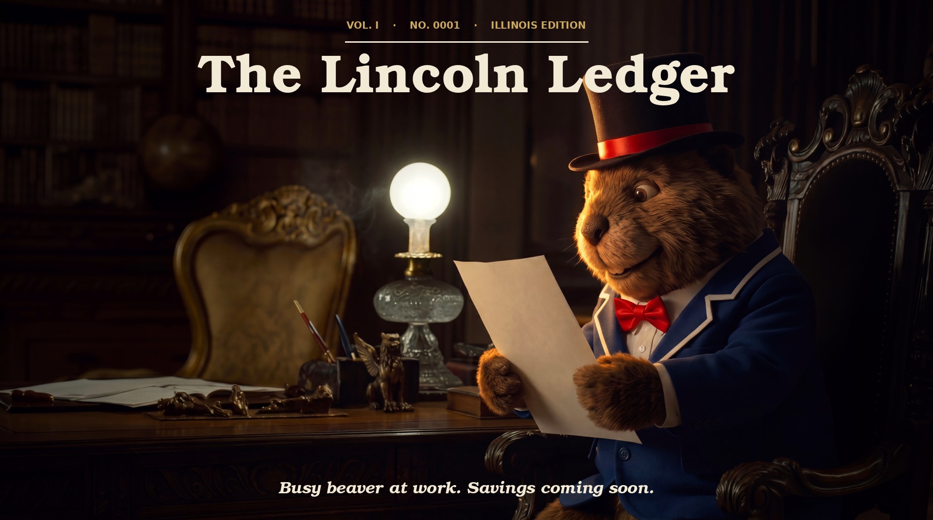 The Lincoln Ledger — Busy beaver at work. Savings coming soon.